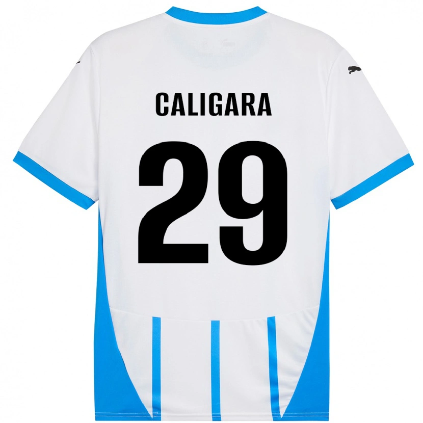 Danxen Kid Fabrizio Caligara #29 White Blue Away Jersey 2024/25 T-Shirt