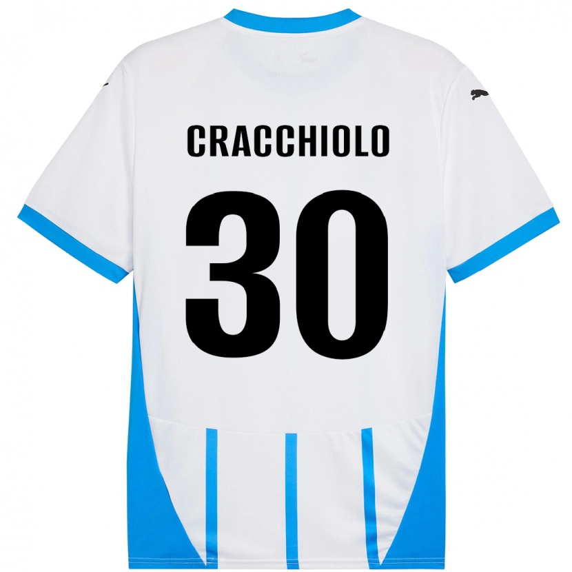 Danxen Kid Leonardo Cracchiolo #30 White Blue Away Jersey 2024/25 T-Shirt