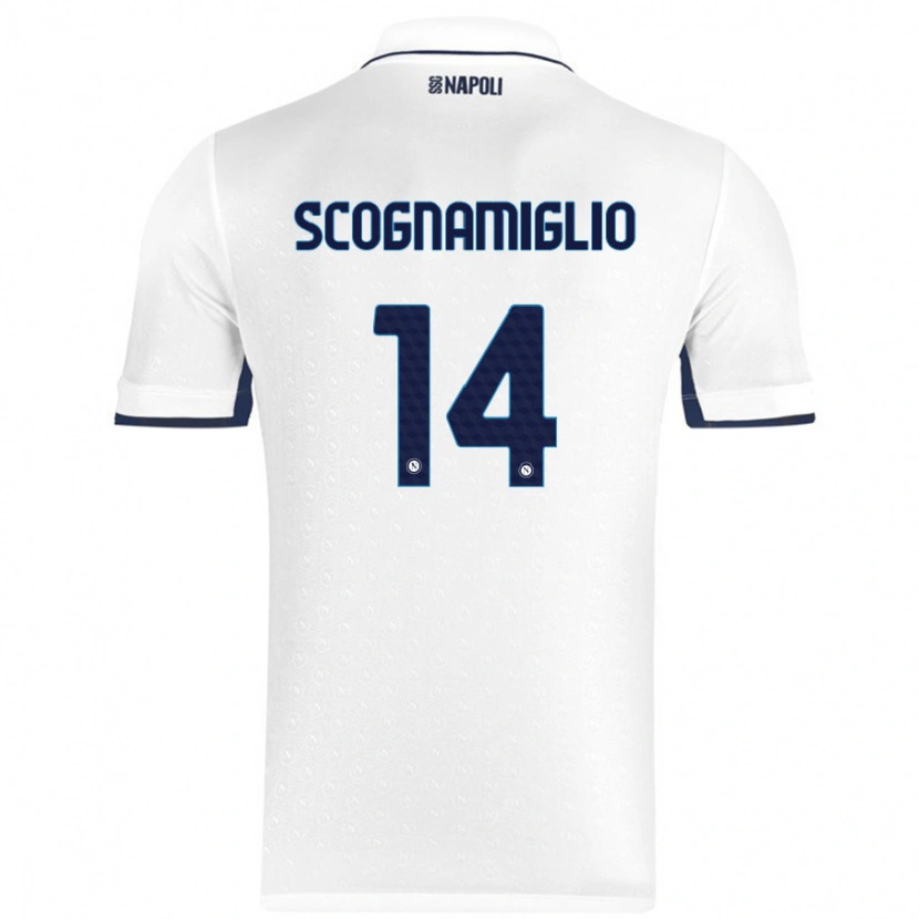 Danxen Kid Fabio Scognamiglio #14 White Royal Blue Away Jersey 2024/25 T-Shirt