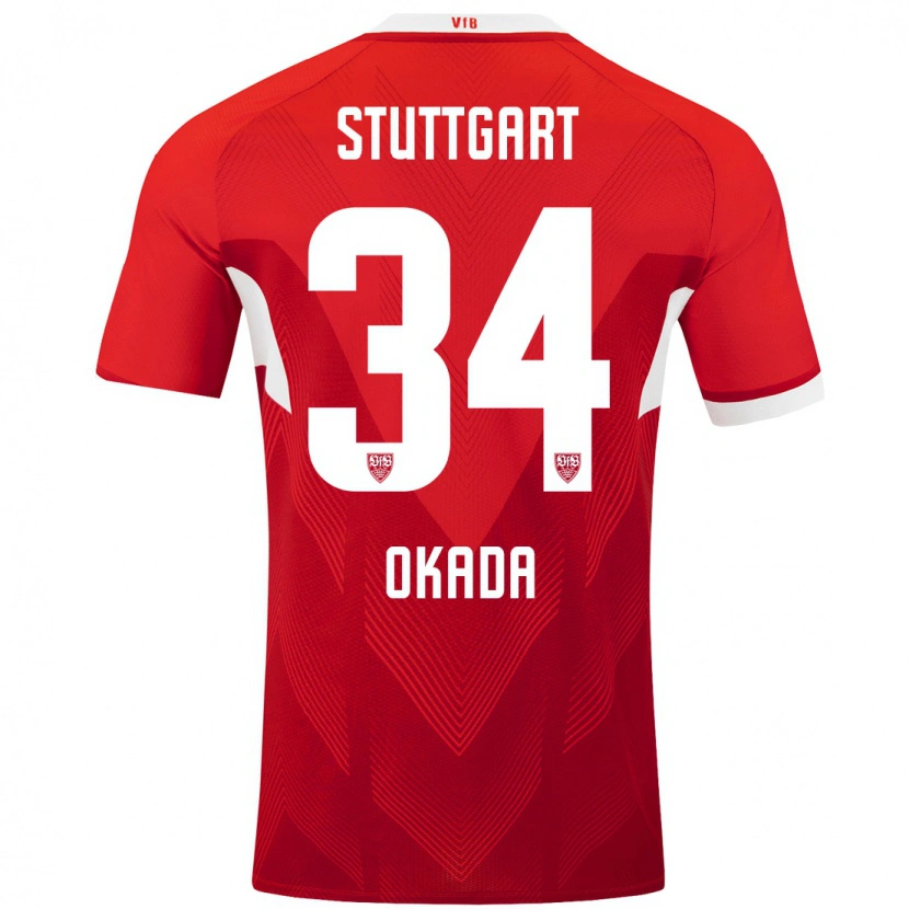 Danxen Kid Rei Okada #34 Red White Away Jersey 2024/25 T-Shirt