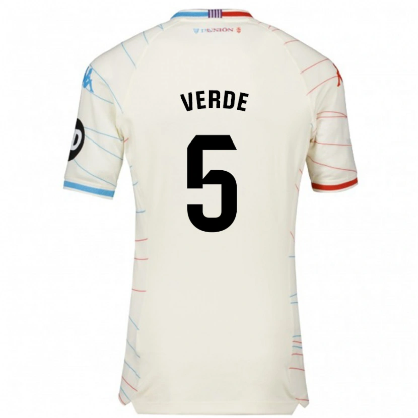 Danxen Kid Adrián Verde #5 White Red Blue Away Jersey 2024/25 T-Shirt