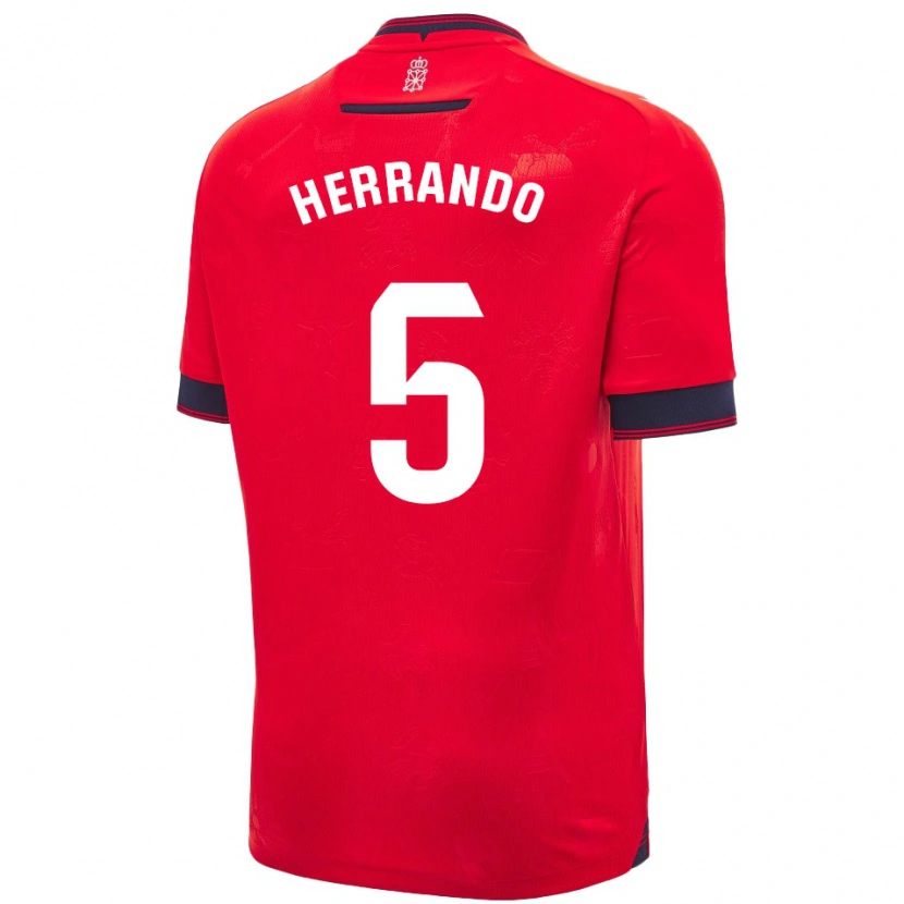 Danxen Men Jorge Herrando #5 Red White Home Jersey 2024/25 T-Shirt