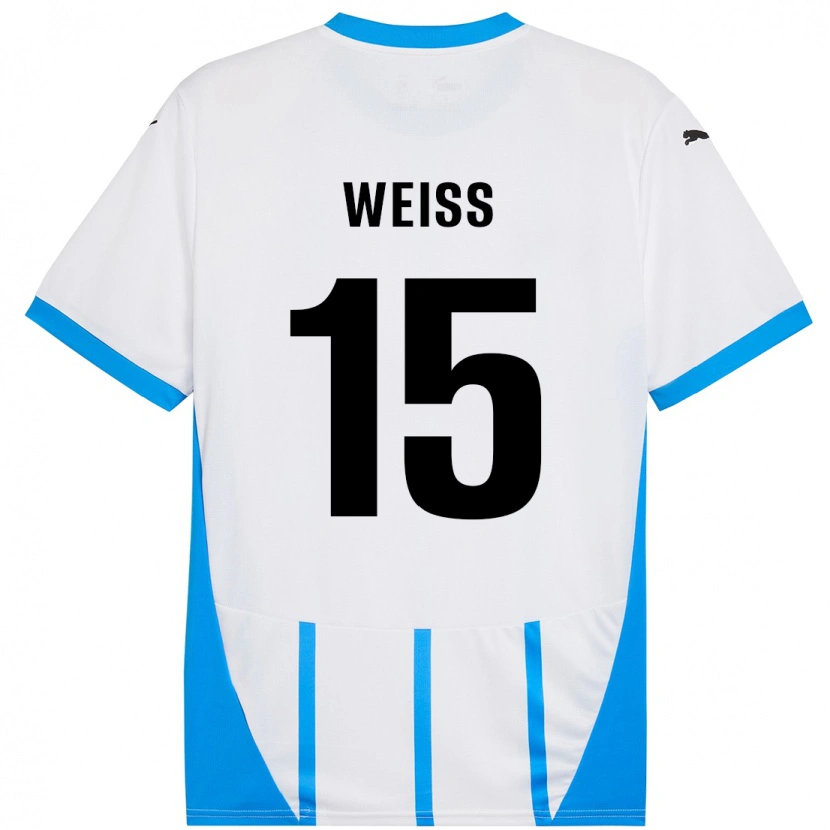 Danxen Men David Weiss #15 White Blue Away Jersey 2024/25 T-Shirt