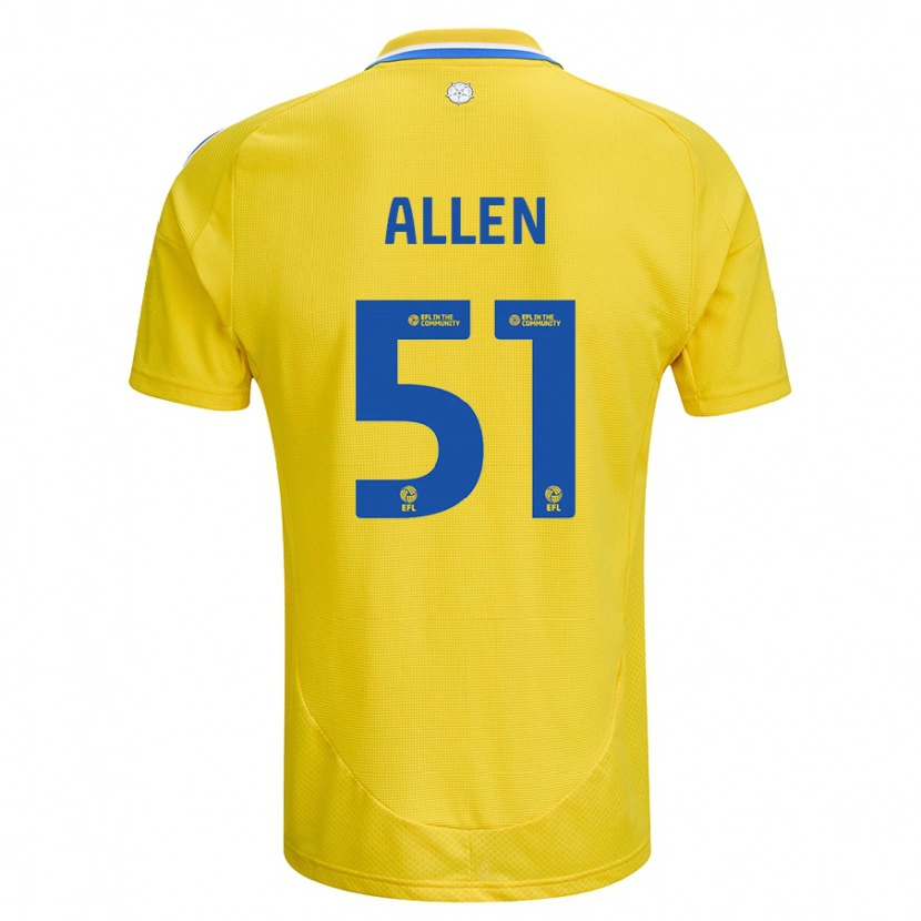 Danxen Men Charlie Allen #51 Yellow Blue Away Jersey 2024/25 T-Shirt