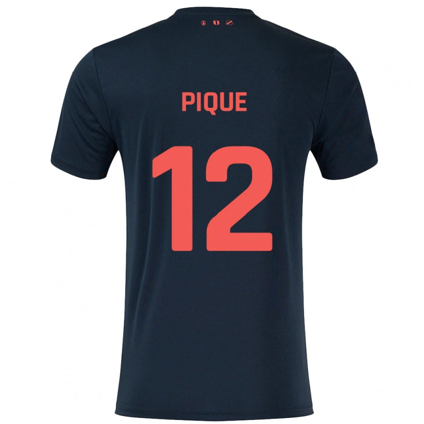 Danxen Men Naomi Piqué #12 Black Red Away Jersey 2024/25 T-Shirt