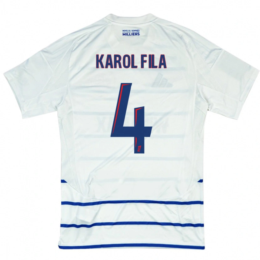 Danxen Men Karol Fila #4 White Blue Away Jersey 2024/25 T-Shirt