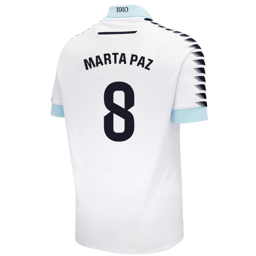 Danxen Men Marta Milagros Paz Cruz #8 White Blue Away Jersey 2024/25 T-Shirt