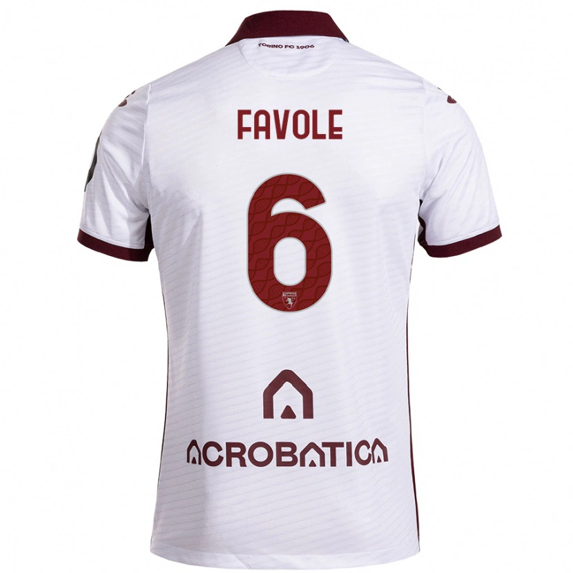 Danxen Men Stefania Favole #6 White Maroon Away Jersey 2024/25 T-Shirt