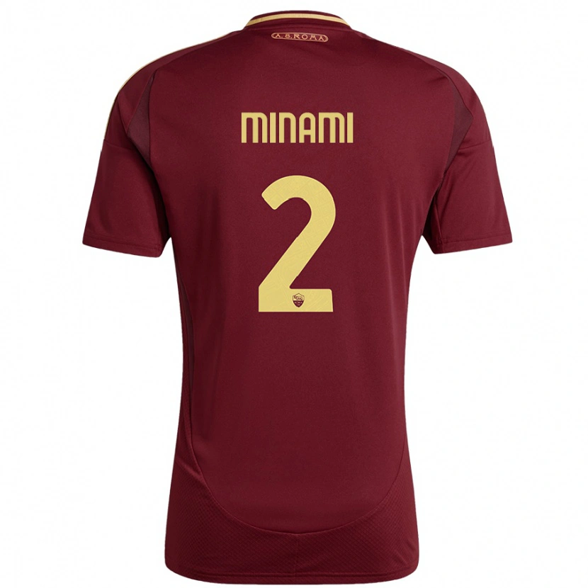 Danxen Women Moeka Minami #2 Red Brown Gold Home Jersey 2024/25 T-Shirt