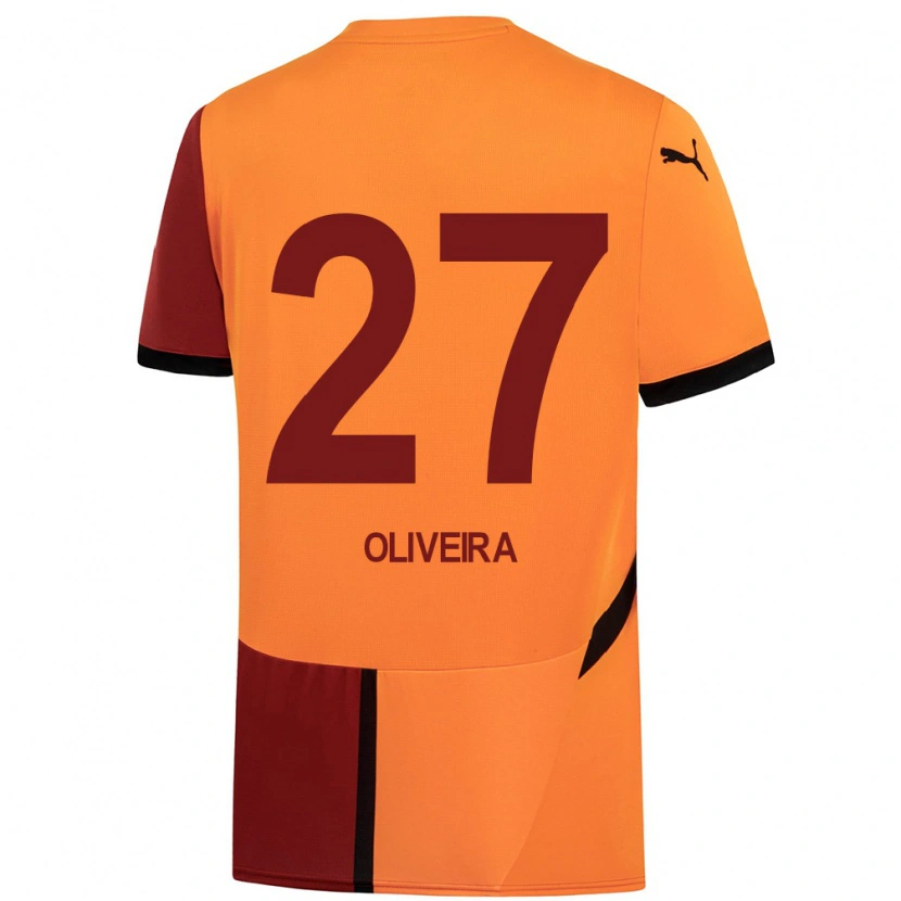 Danxen Women Sérgio Oliveira #27 Yellow Red Home Jersey 2024/25 T-Shirt
