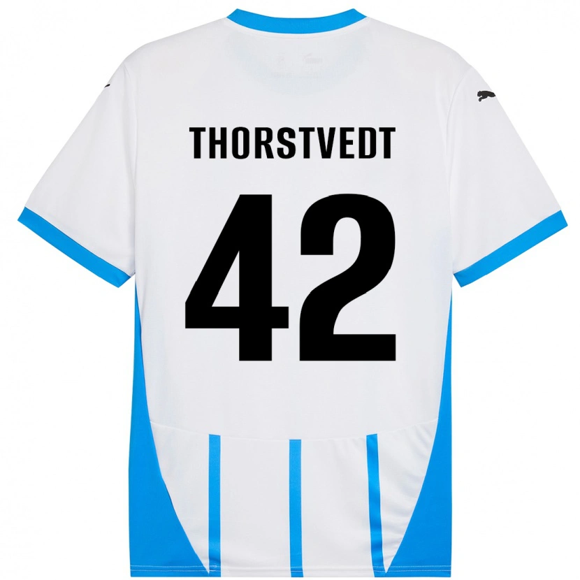 Danxen Women Kristian Thorstvedt #42 White Blue Away Jersey 2024/25 T-Shirt