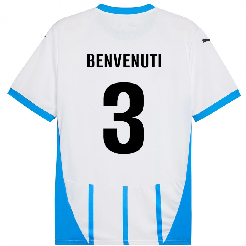 Danxen Women Tommaso Benvenuti #3 White Blue Away Jersey 2024/25 T-Shirt