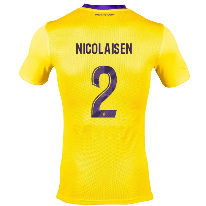 Danxen Women Rasmus Nicolaisen #2 Yellow Purple Away Jersey 2024/25 T-Shirt