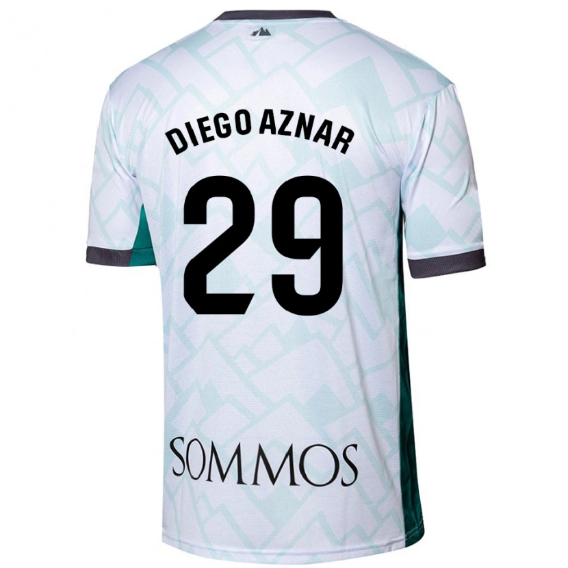 Danxen Women Diego Aznar #29 White Green Away Jersey 2024/25 T-Shirt