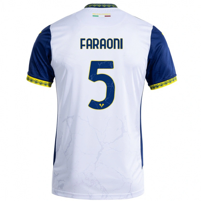 Danxen Women Davide Faraoni #5 White Blue Away Jersey 2024/25 T-Shirt