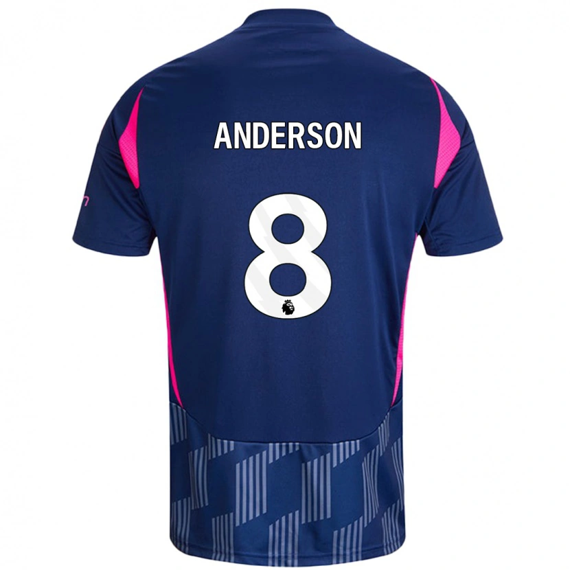 Danxen Kid Elliot Anderson #8 Royal Blue Pink Away Jersey 2024/25 T-Shirt