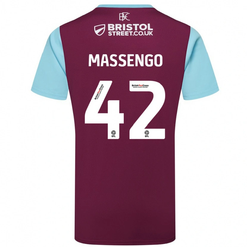 Danxen Men Han-Noah Massengo #42 Burgundy Sky Blue Home Jersey 2024/25 T-Shirt