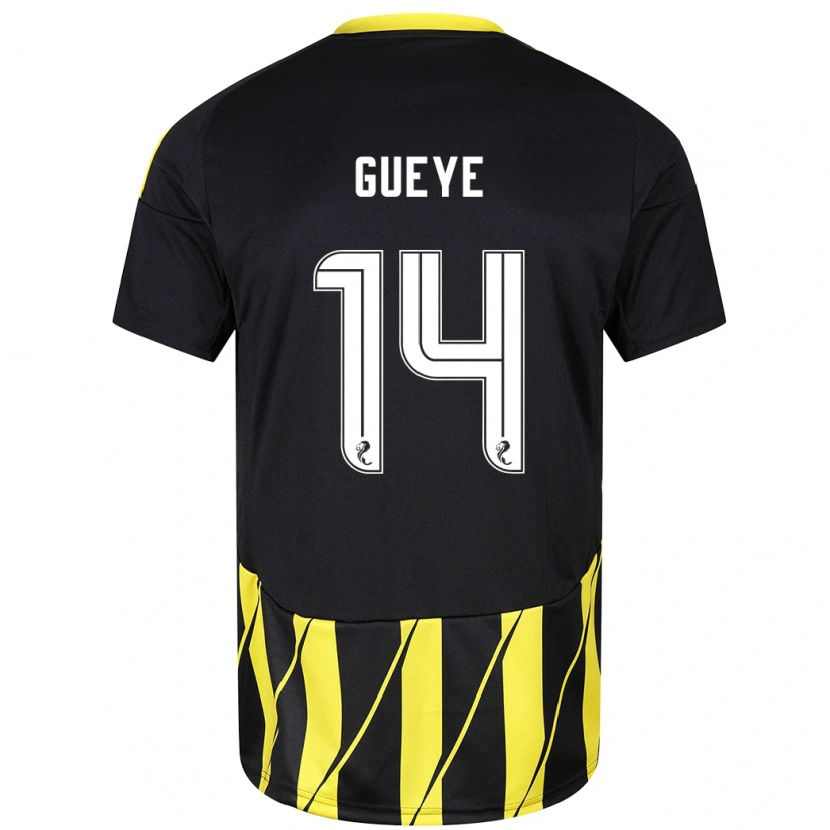 Danxen Men Pape Habib Guèye #14 Black Yellow Away Jersey 2024/25 T-Shirt