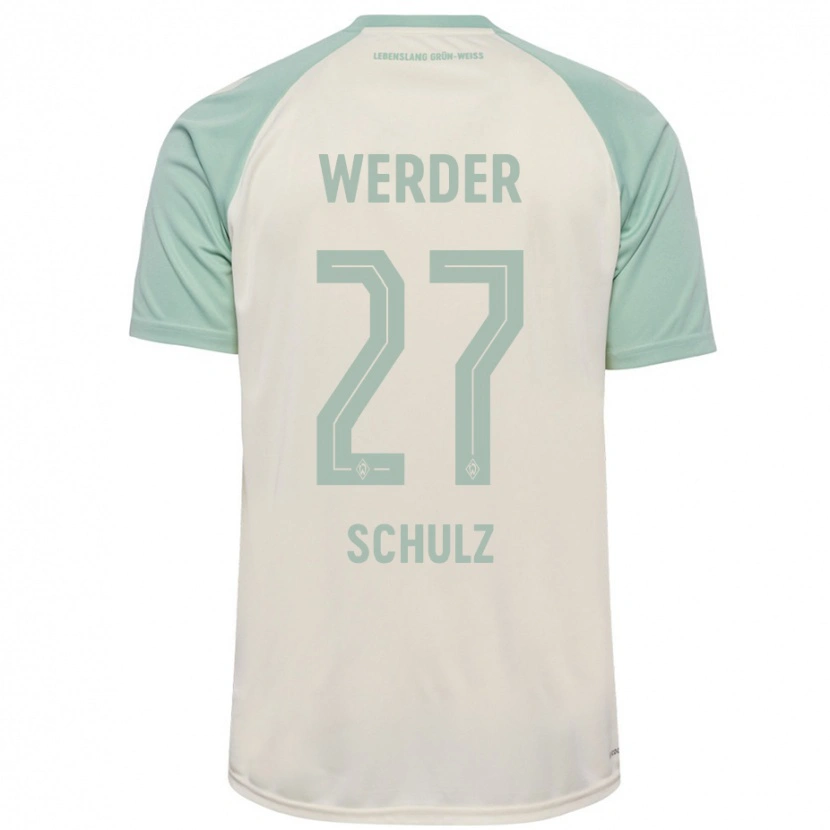 Danxen Men Ole Schulz #27 Off-White Light Green Away Jersey 2024/25 T-Shirt