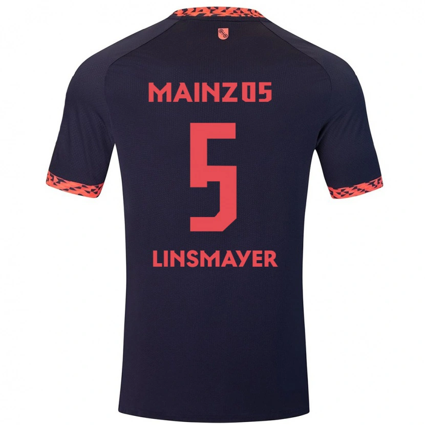 Danxen Men Denis Linsmayer #5 Blue Coral Red Away Jersey 2024/25 T-Shirt