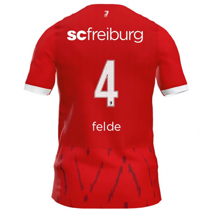 Danxen Women Meret Felde #4 Red Home Jersey 2024/25 T-Shirt