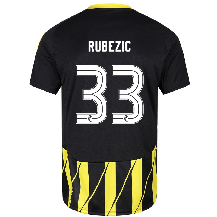Danxen Women Slobodan Rubezic #33 Black Yellow Away Jersey 2024/25 T-Shirt