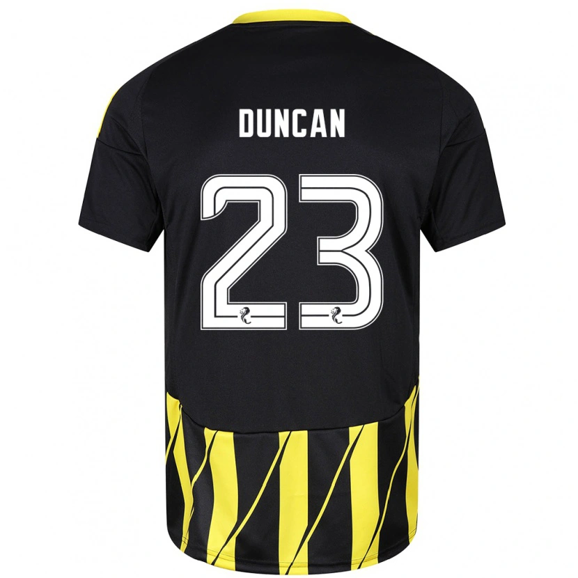 Danxen Women Ryan Duncan #23 Black Yellow Away Jersey 2024/25 T-Shirt