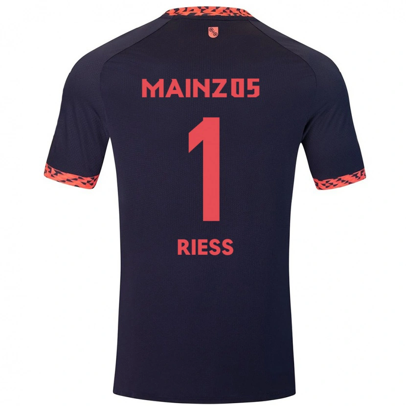 Danxen Women Lasse Rieß #1 Blue Coral Red Away Jersey 2024/25 T-Shirt