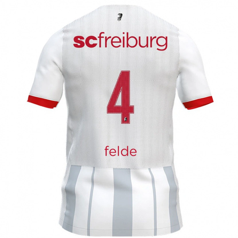 Danxen Women Meret Felde #4 White Grey Away Jersey 2024/25 T-Shirt