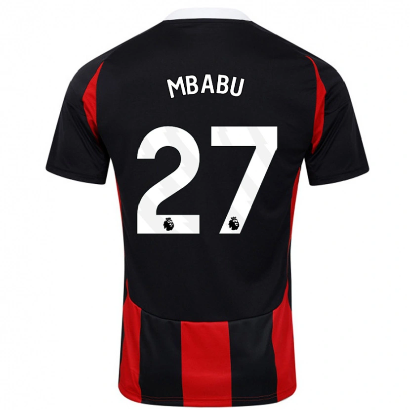 Danxen Women Kevin Mbabu #27 Black Red Away Jersey 2024/25 T-Shirt