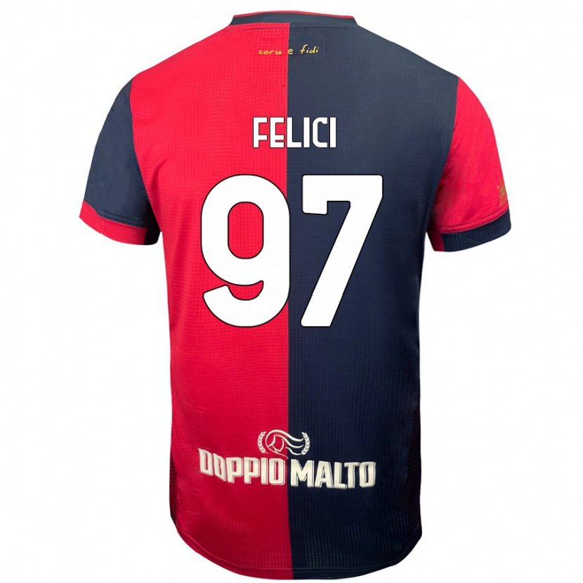 Danxen Kid Mattia Felici #97 Red Darker Blue Home Jersey 2024/25 T-Shirt