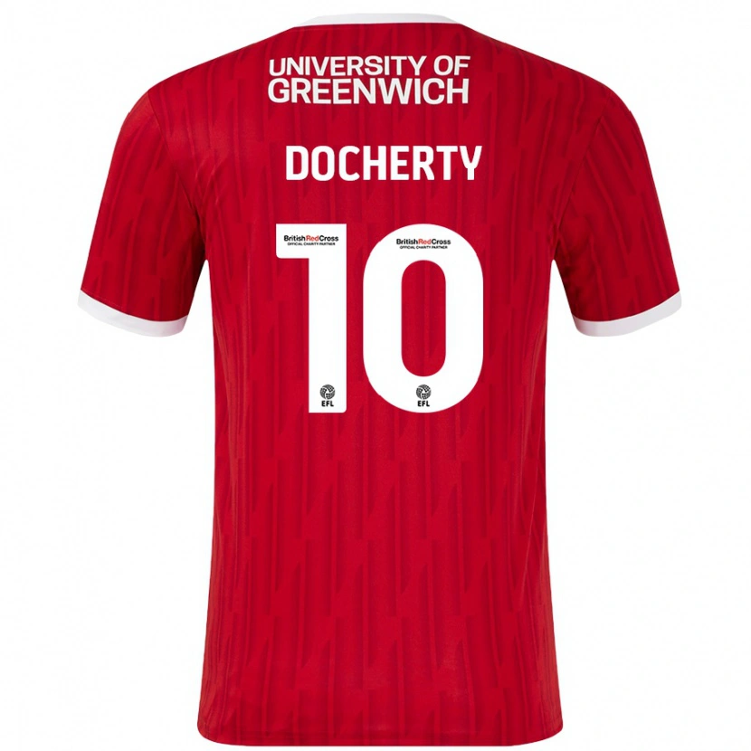 Danxen Men Greg Docherty #10 Red White Home Jersey 2024/25 T-Shirt