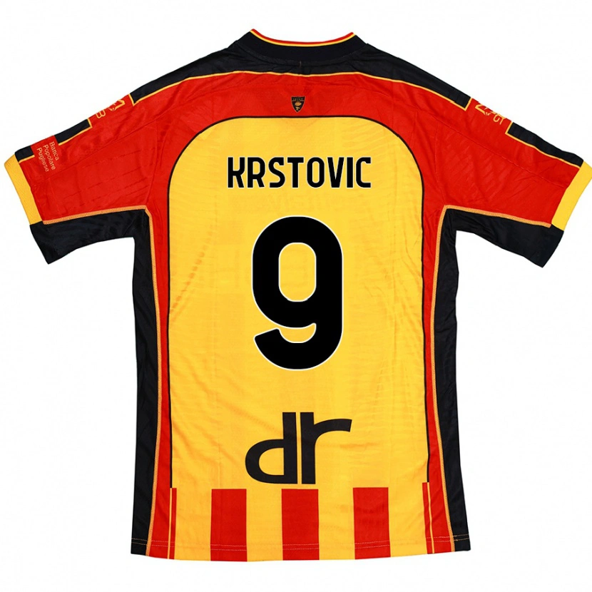 Danxen Men Nikola Krstovic #9 Yellow Red Home Jersey 2024/25 T-Shirt