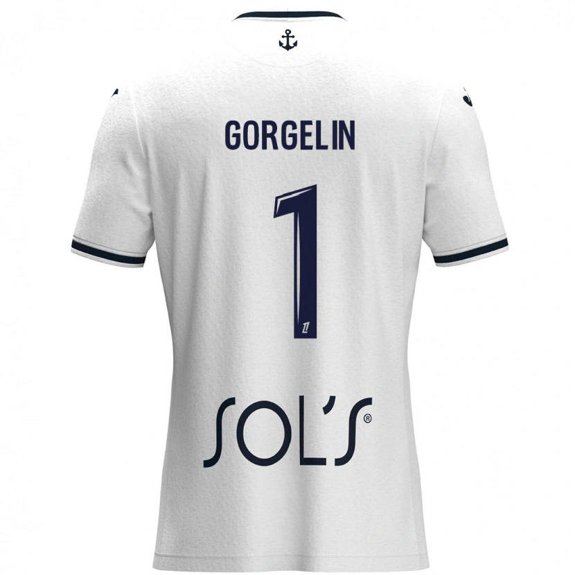 Danxen Men Mathieu Gorgelin #1 White Dark Blue Away Jersey 2024/25 T-Shirt