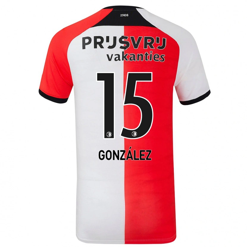 Danxen Women Facundo González #15 Red White Home Jersey 2024/25 T-Shirt