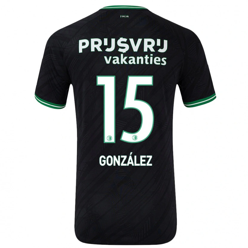 Danxen Women Facundo González #15 Black Green Away Jersey 2024/25 T-Shirt